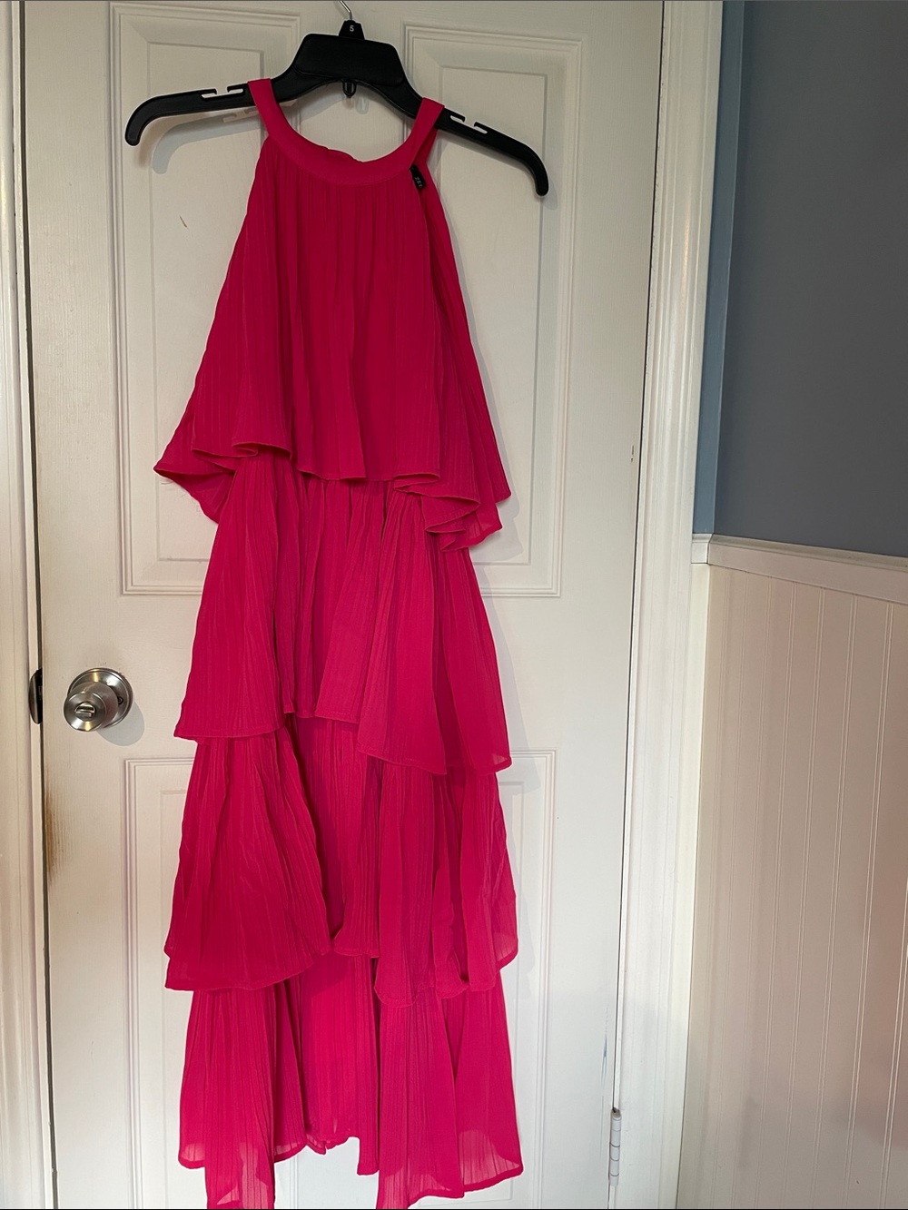 ZESICA Halter Sleeveless Pleated Flowy Maxi Dress